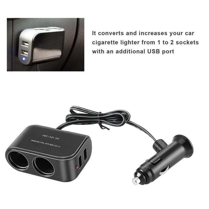 2 Way Car Cigarette Lighter And LED Light Switch Car Socket