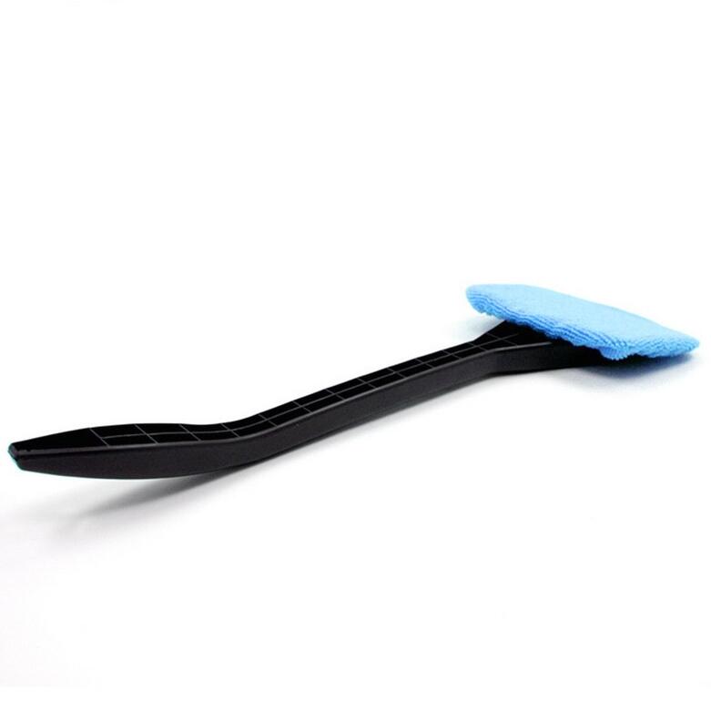 microfiber car window cleaner with brush long handle car washer, windshield wiper, glass cleaning brush washable cloth fabric practice tool