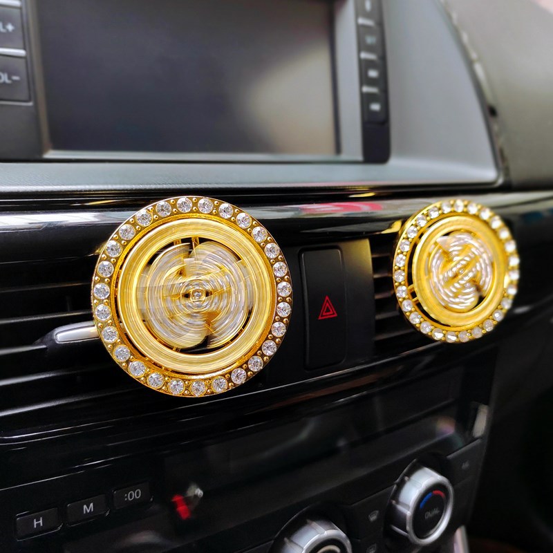 Luxury Diamond Gold Coin Car Air Freshener Perfume Clip Creative Rotatable Dollars Gold Car Air Vent Clip Accessories Lnterior