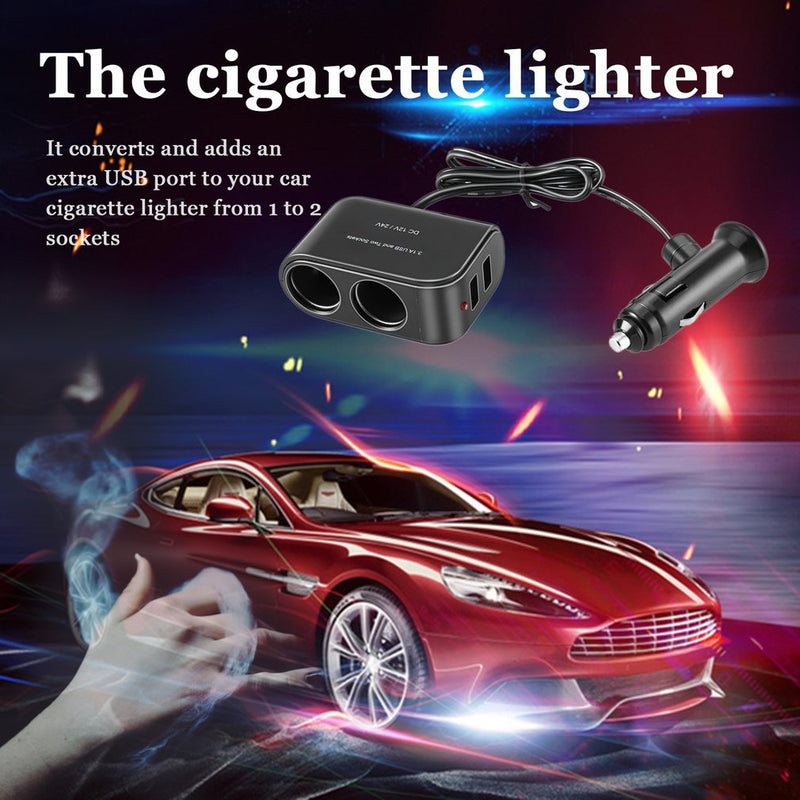 2 Way Car Cigarette Lighter And LED Light Switch Car Socket
